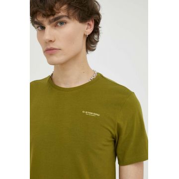 G-Star Raw tricou barbati, culoarea verde, neted