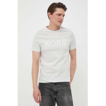 Michael Kors tricou din bumbac culoarea gri, cu imprimeu