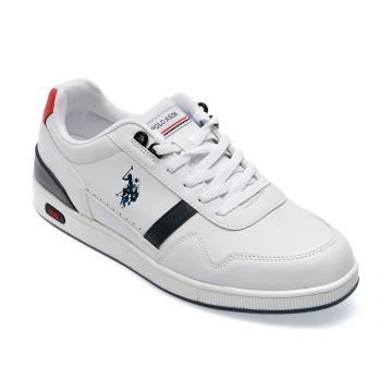 Pantofi US POLO ASSN albi, ROLL3FX, din piele ecologica