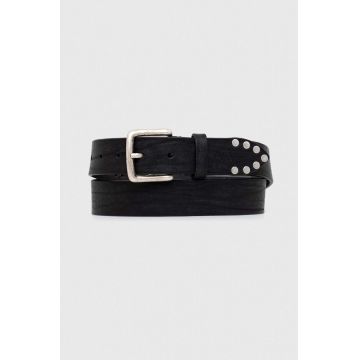 Pepe Jeans curea de piele Leroy barbati, culoarea negru