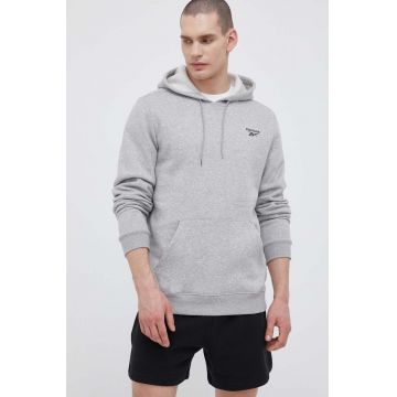 Reebok bluza barbati, culoarea gri, cu glugă, melanj