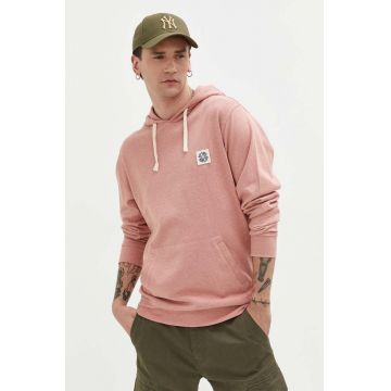 Rip Curl bluza barbati, culoarea roz, cu glugă, neted