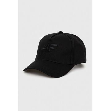4F șapcă de baseball din bumbac culoarea negru, neted