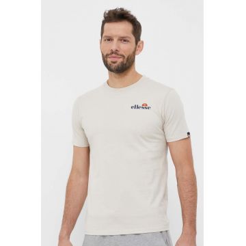 Ellesse tricou din bumbac culoarea bej, cu imprimeu SHR11156-BEIGE