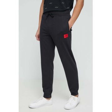 HUGO pantaloni lounge din bumbac culoarea negru, cu imprimeu