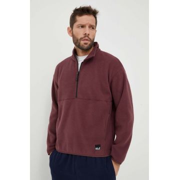 Jack Wolfskin bluza barbati, culoarea bordo, neted