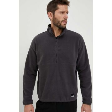 Jack Wolfskin bluza barbati, culoarea gri, neted