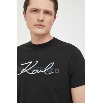 Karl Lagerfeld tricou din bumbac culoarea negru, cu imprimeu