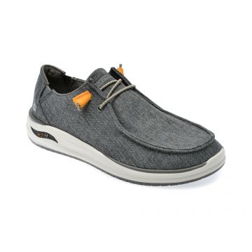 Pantofi SKECHERS gri, ARCH FIT, din material textil