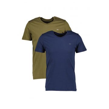 Set de tricouri de casa din bumbac Michael - 2 piese - Albastru inchis/Kaki