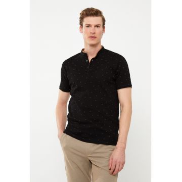 Tricou slim fit din material pique