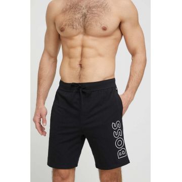 BOSS pantaloni scurti barbati, culoarea negru, melanj