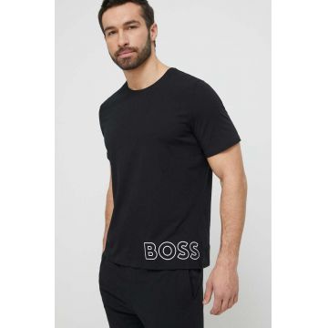 BOSS tricou barbati, culoarea negru, melanj