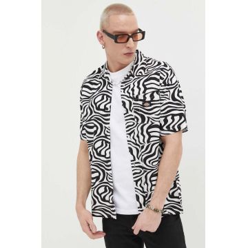 Dickies camasa barbati, culoarea negru, cu guler clasic, regular