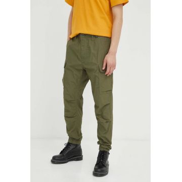 G-Star Raw pantaloni de bumbac culoarea verde, drept