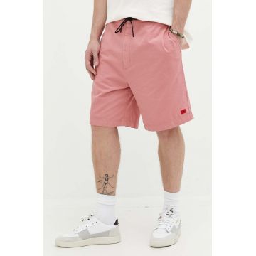 HUGO pantaloni scurti din bumbac culoarea roz