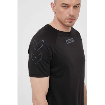 Hummel tricou de antrenament Topaz culoarea negru, cu imprimeu