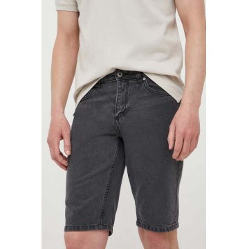 Lindbergh pantaloni scurti jeans barbati, culoarea gri