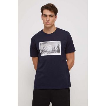 Medicine tricou din bumbac barbati, culoarea albastru marin, cu imprimeu