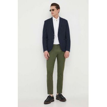 Sisley sacou din bumbac culoarea albastru marin