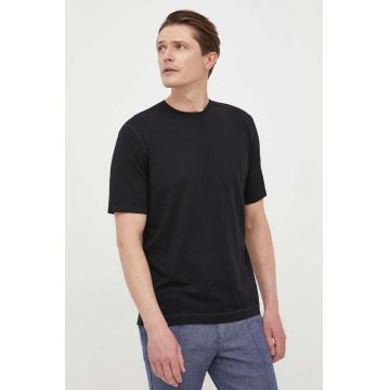 Sisley tricou din bumbac culoarea negru, neted
