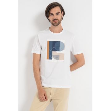 Tricou cu decolteu la baza gatului si imprimeu