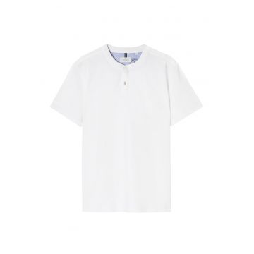 Tricou de bumbac cu fenta scurta cu nasturi Simon
