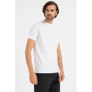 Tricou de bumbac cu logo in relief