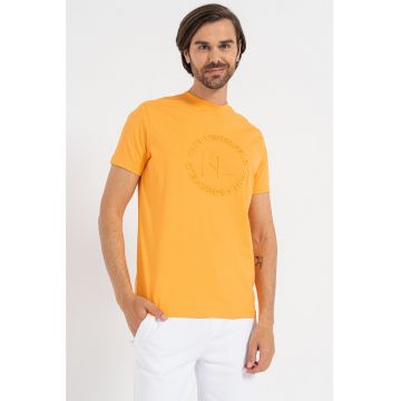 Tricou de bumbac cu logo in relief