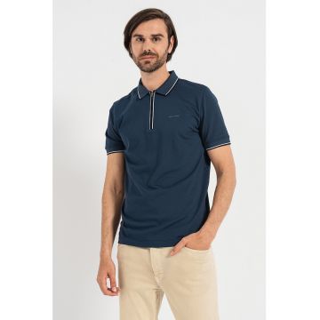 Tricou polo cu fermoar scurt