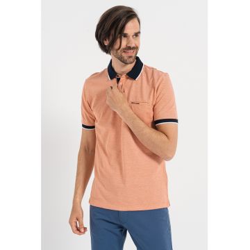 Tricou polo de bumbac cu margini contrastante