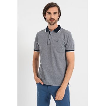 Tricou polo de bumbac cu margini contrastante