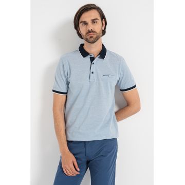 Tricou polo de bumbac cu margini contrastante