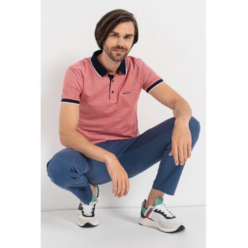 Tricou polo de bumbac cu margini contrastante