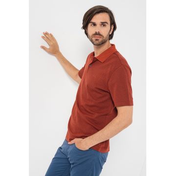 Tricou polo regular fit cu aspect texturat