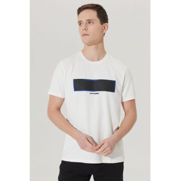 Tricou slim fit cu decolteu la baza gatului