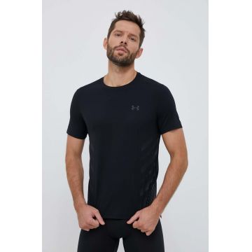 Under Armour tricou de alergare Iso-Chill Laser Heat culoarea negru, cu imprimeu