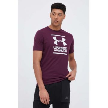 Under Armour tricou funcțional culoarea violet, cu imprimeu