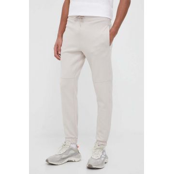 4F pantaloni de trening culoarea bej, neted