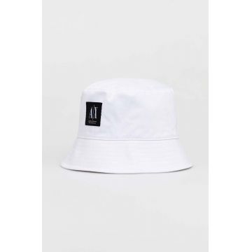 Armani Exchange palarie din bumbac culoarea alb, bumbac