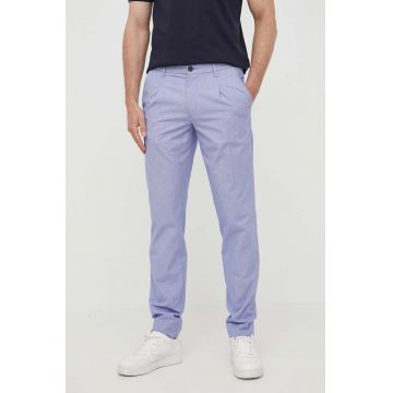 BOSS pantaloni din amestec de in mulata