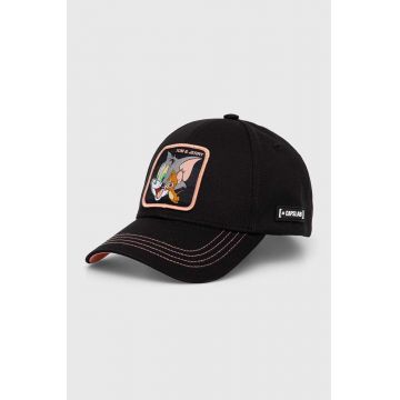 Capslab șapcă de baseball din bumbac TOM & JERRY culoarea negru, cu imprimeu