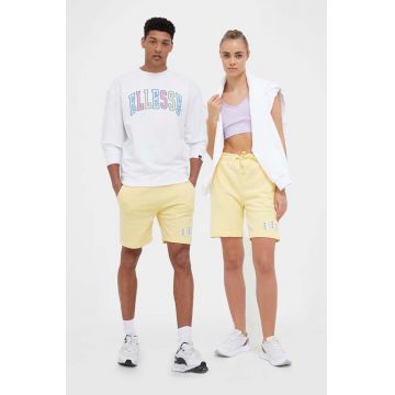 Ellesse pantaloni scurti culoarea galben, cu imprimeu