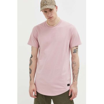 Hollister Co. tricou din bumbac culoarea roz, neted