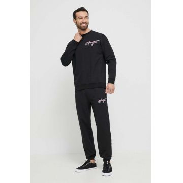 HUGO pantaloni de lounge culoarea negru, cu imprimeu