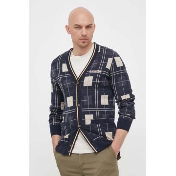 Lyle & Scott cardigan din bumbac culoarea albastru marin