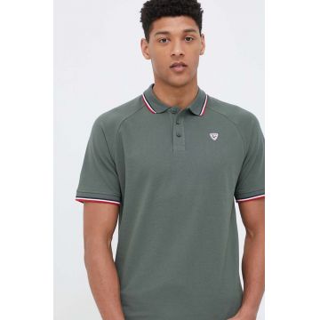 Rossignol polo de bumbac culoarea verde, neted