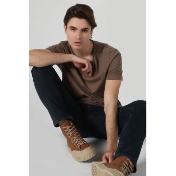 Tricou din bumbac cu decolteu in V
