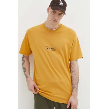 Vans tricou din bumbac culoarea galben, cu imprimeu
