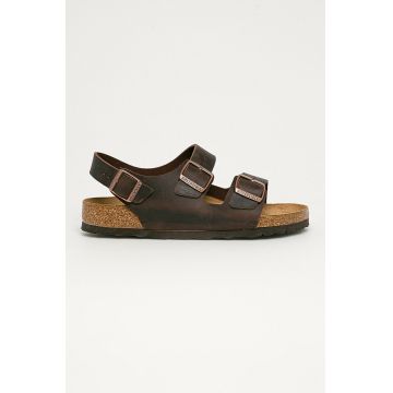 Birkenstock sandale de piele Milano barbati, culoarea maro, 34871